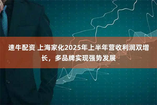 速牛配资 上海家化2025年上半年营收利润双增长，多品牌实现强势发展
