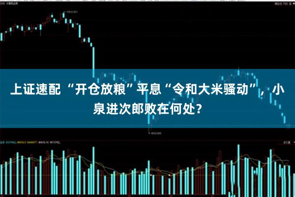 上证速配 “开仓放粮”平息“令和大米骚动”，小泉进次郎败在何处？