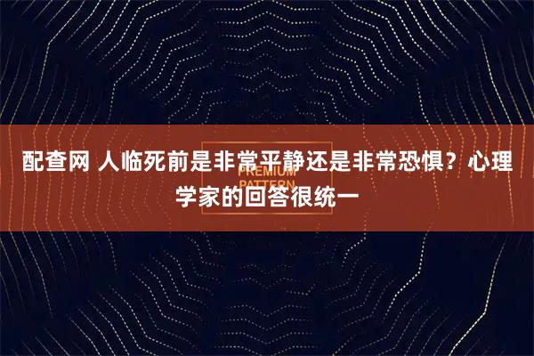 配查网 人临死前是非常平静还是非常恐惧？心理学家的回答很统一