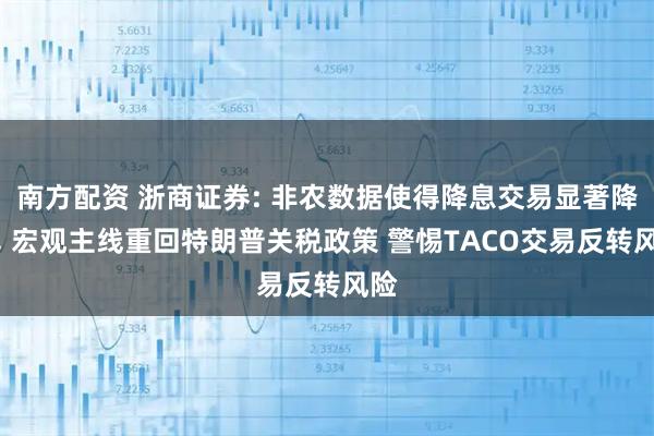 南方配资 浙商证券: 非农数据使得降息交易显著降温, 宏观主线重回特朗普关税政策 警惕TACO交易反转风险